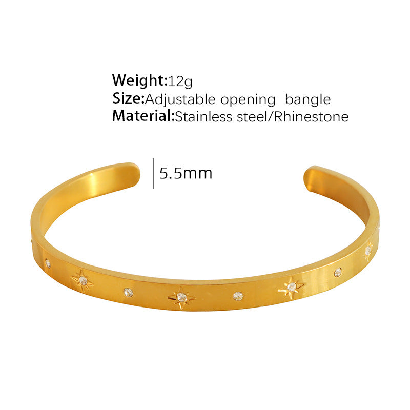 Wholesale Retro Style Zircon Set 18K Gold Plated Titanium Steel Bracelet
